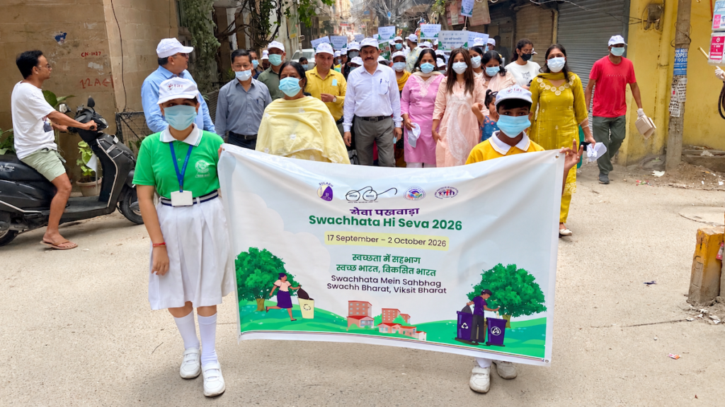 sulabh-swachhata-hi-seva-2026-rally-mahavir-enclave-delhi Sulabh International Swachhata Hi Seva 2026 rally at Mahavir Enclave, New Delhi, with students and residents carrying the campaign banner