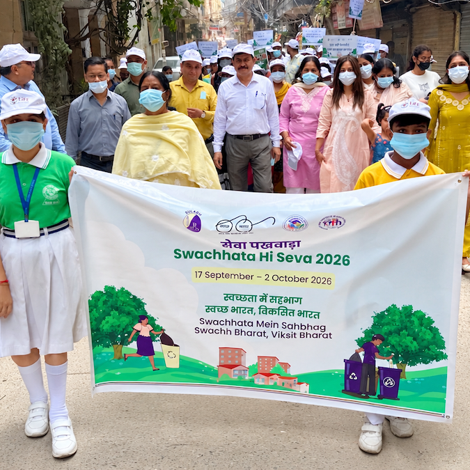 sulabh-swachhata-hi-seva-2026-rally-mahavir-enclave-delhi Sulabh International Swachhata Hi Seva 2026 rally at Mahavir Enclave, New Delhi, with students and residents carrying the campaign banner